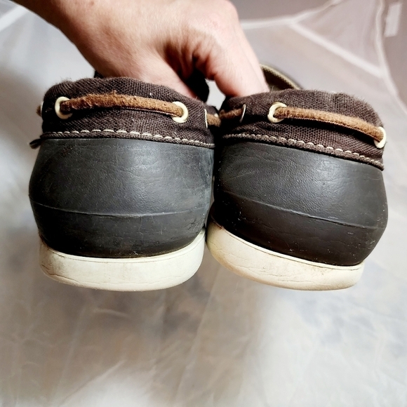 Crocs Beach Line Slip-On Boat Shoe Men's 9 Brown Canvas Rubber Sole Breathable - Picture 6 of 12